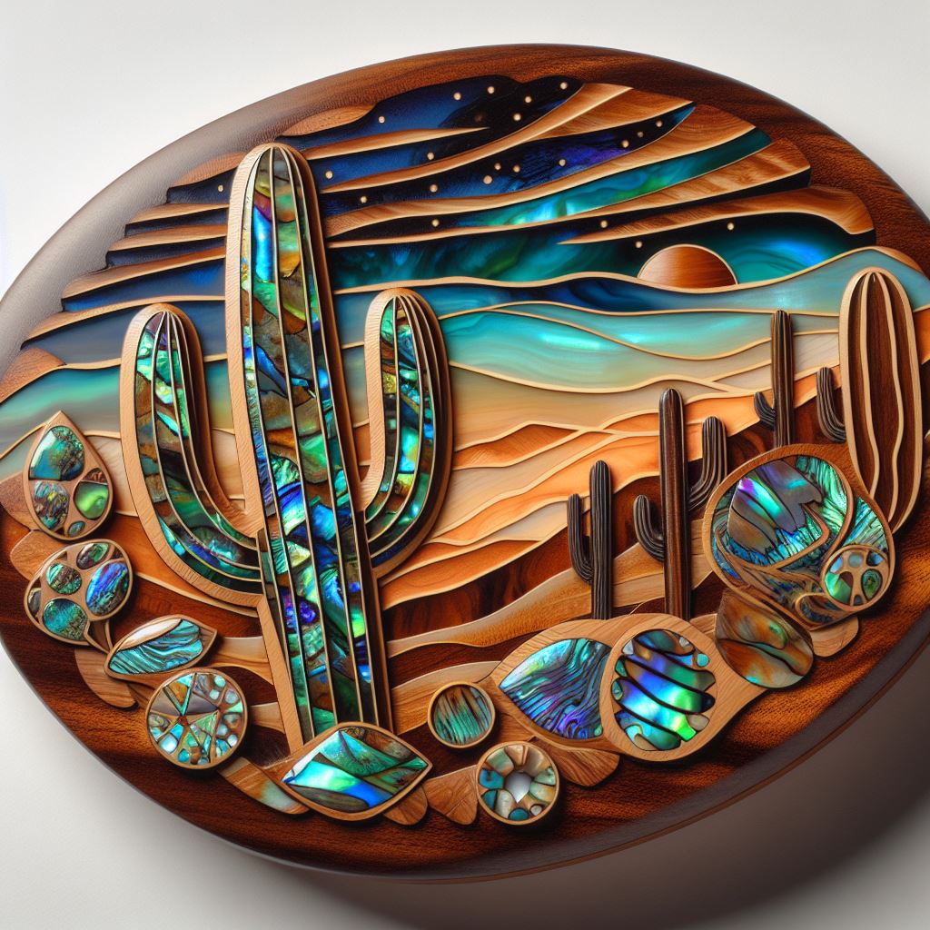 stunning cactus scene inlay