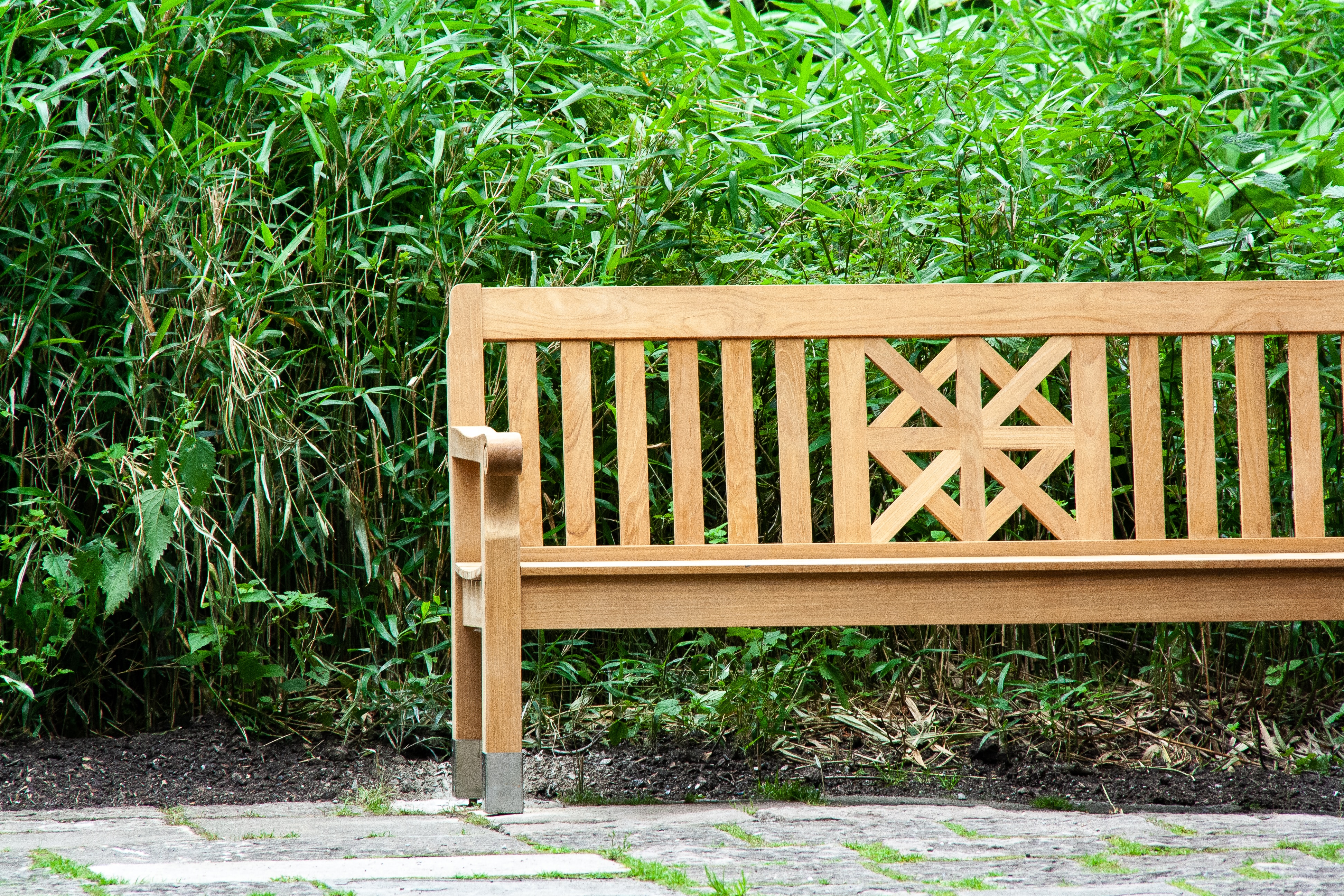 carved garden bench